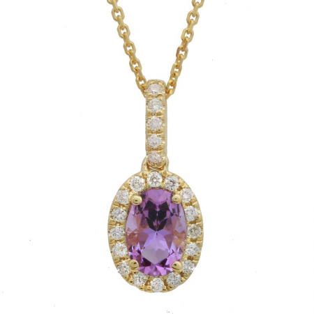 14K Yellow Gold Diamond Amethyst Necklace