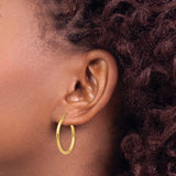 10K Yellow Gold Polished 25mm Lightweight Tube Hoop Earrings