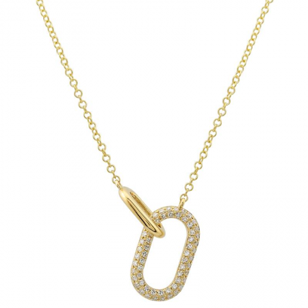 14K Yellow Gold Diamond Link Necklace