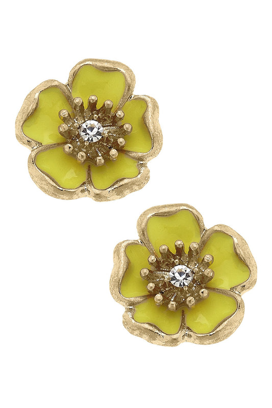 Buttercup Enamel Flower Stud Earrings