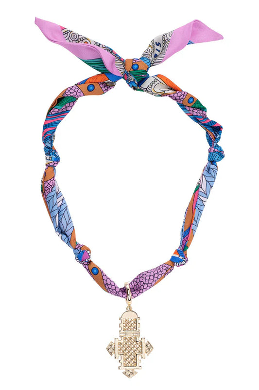 Cross Scarf Necklace in Multi