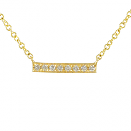 14k Yellow Gold Diamond Bar Necklace
