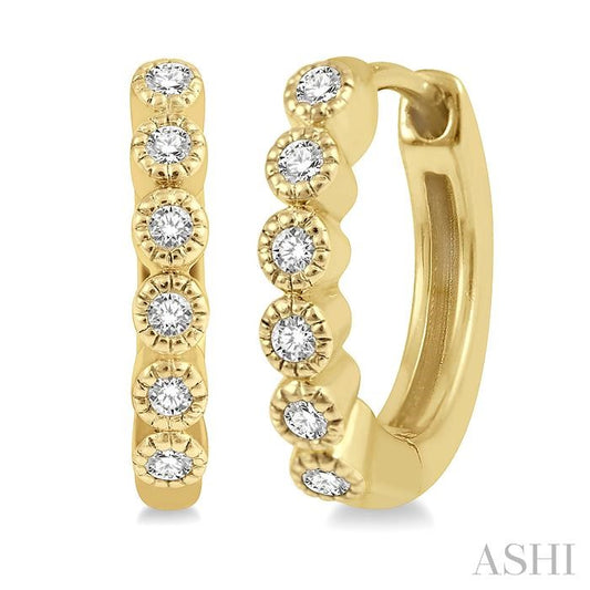 14K Yellow Gold Diamond Huggie Earrings