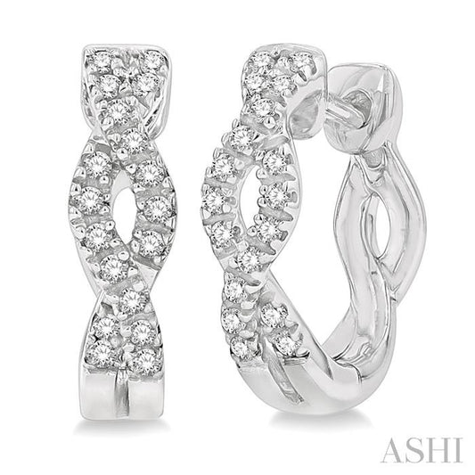14K White Gold Diamond Huggie Earrings