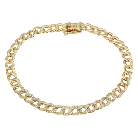 14K Yellow Gold Diamond Cuban Link Bracelet