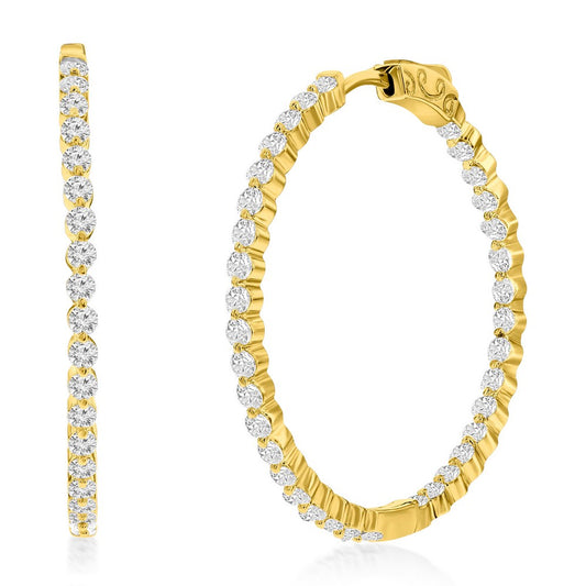 Gold-Plated 35mm Round CZ Hoop Earrings