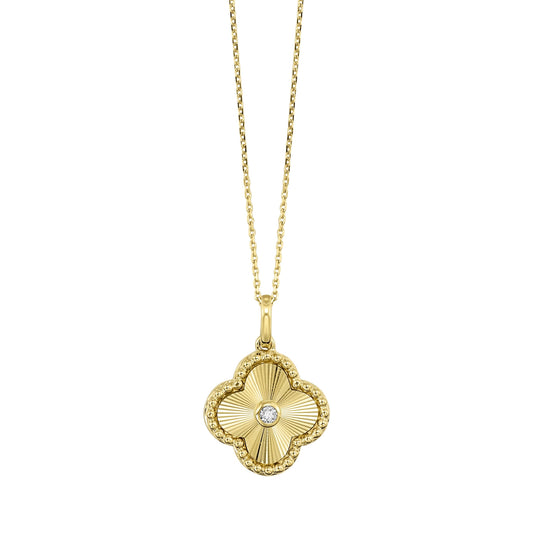 10K Yellow Gold Diamond Clover Pendant