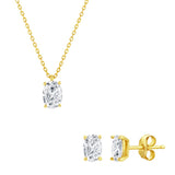 Gold-Plated Oval Pendant & Stud Earring Set