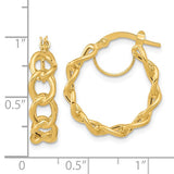 14K Yellow Gold Cable Link Hoop Earrings