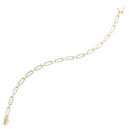 14K Diamond Paperclip Bracelet