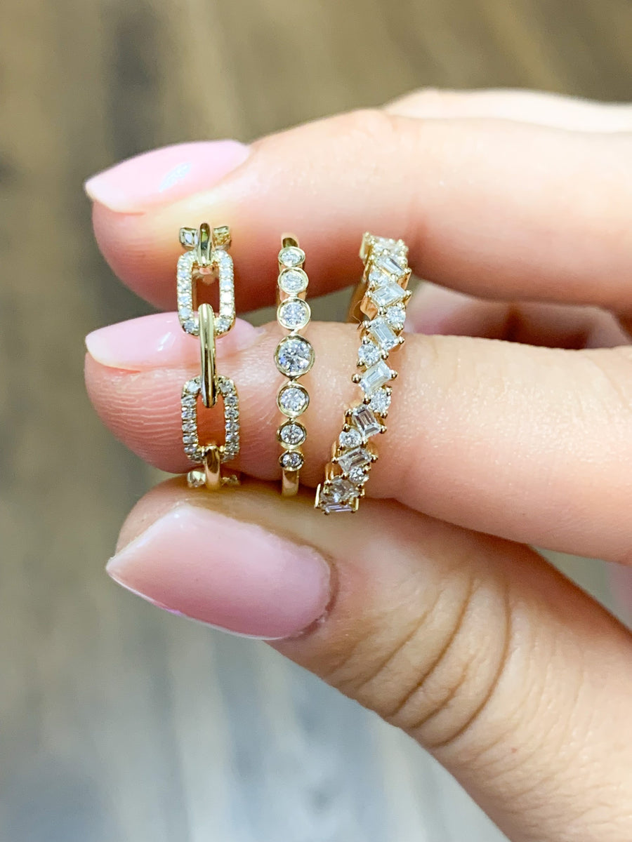 14K Yellow Gold Diamond Chain Link Ring Roussel's Fine Jewelry & Gifts