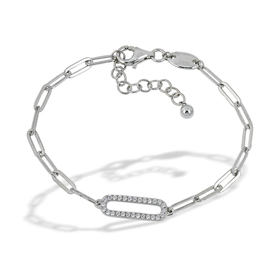 Sterling Silver Paper Clip Style Bracelet