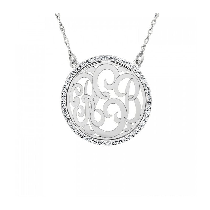 Diamond Oval Monogram Necklace