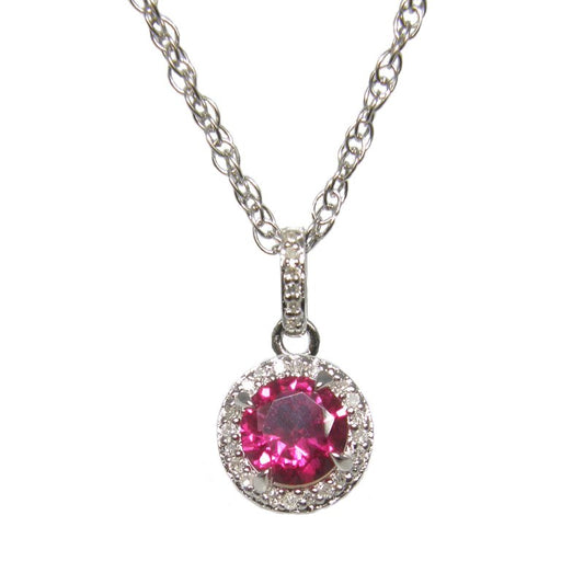 Sterling Silver Ruby & Diamond Pendant