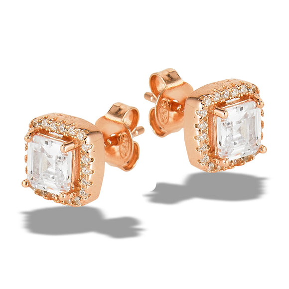 Rose Gold Plated Square Stud Earrings