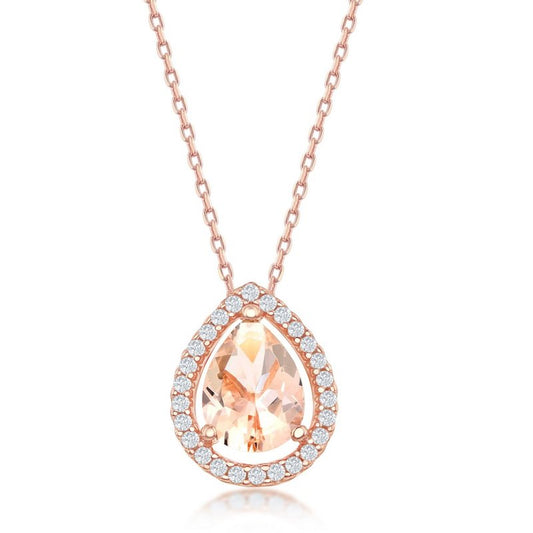 Rose Gold Plated Pear Morganite Pendant