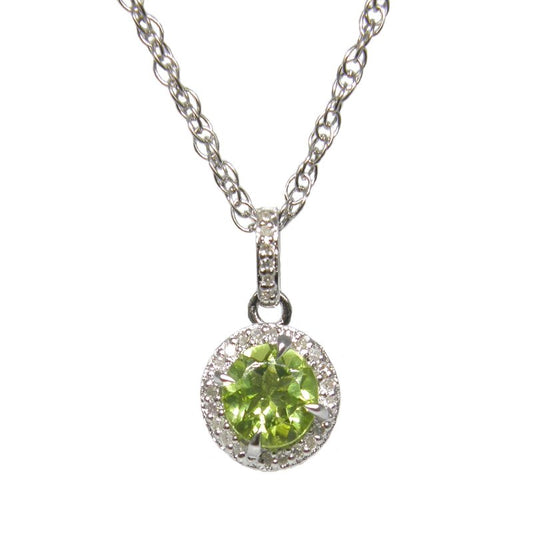Sterling Silver Peridot & Diamond Pendant