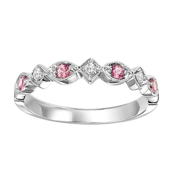 Diamond & Pink Topaz Stackable Band
