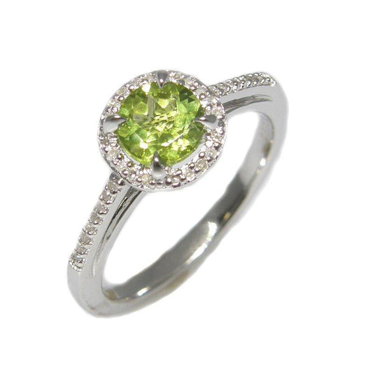 Sterling Silver Peridot & Diamond Ring