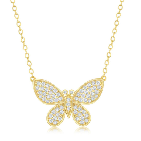 Yellow Gold Plated Butterfly Necklace