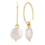 14K Yellow Gold Sweep Coin Pearl Earrings