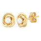 14K Yellow Gold 3mm Pearl Love Knot Stud Earrings