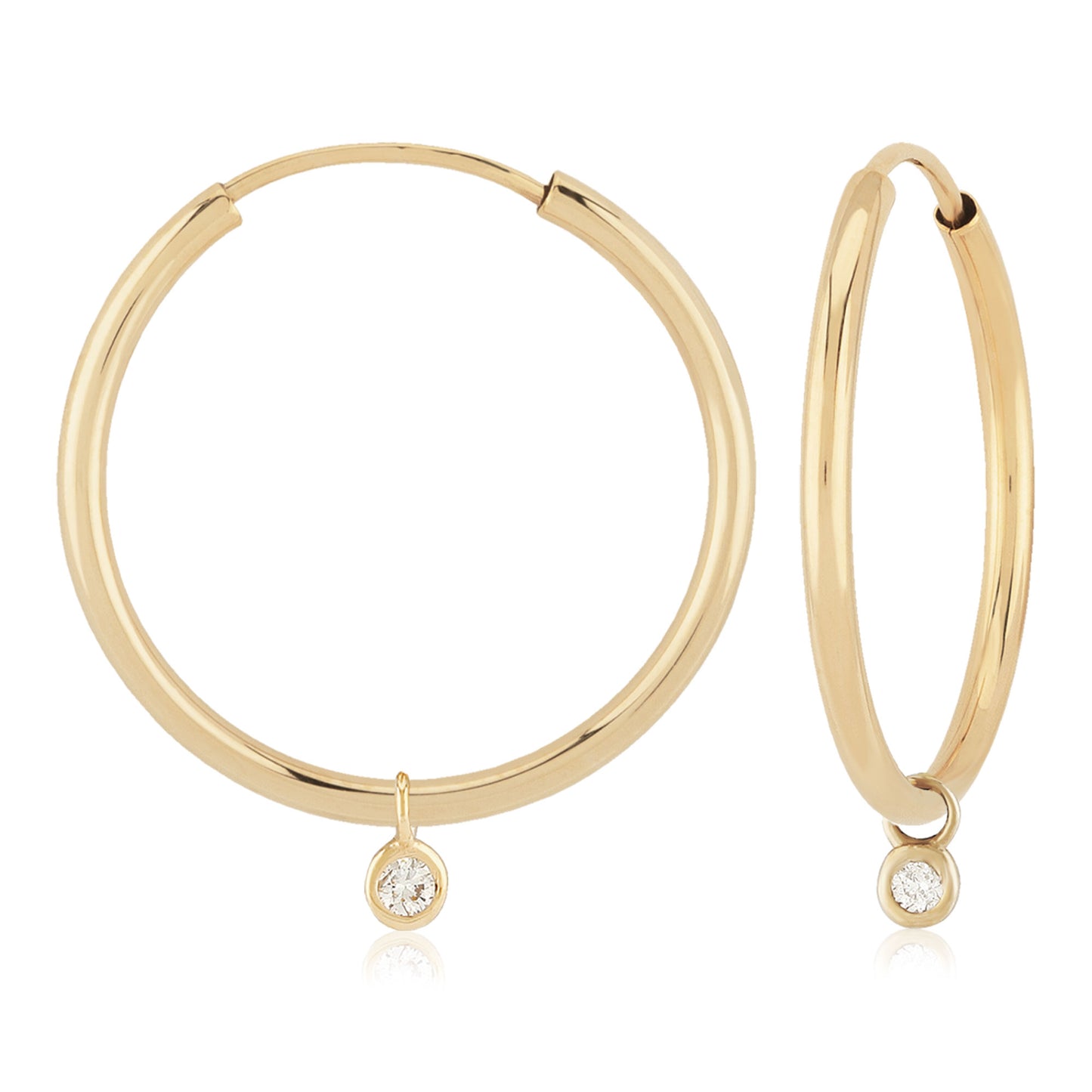 14K Yellow Gold Diamond Endless Hoop Earrings