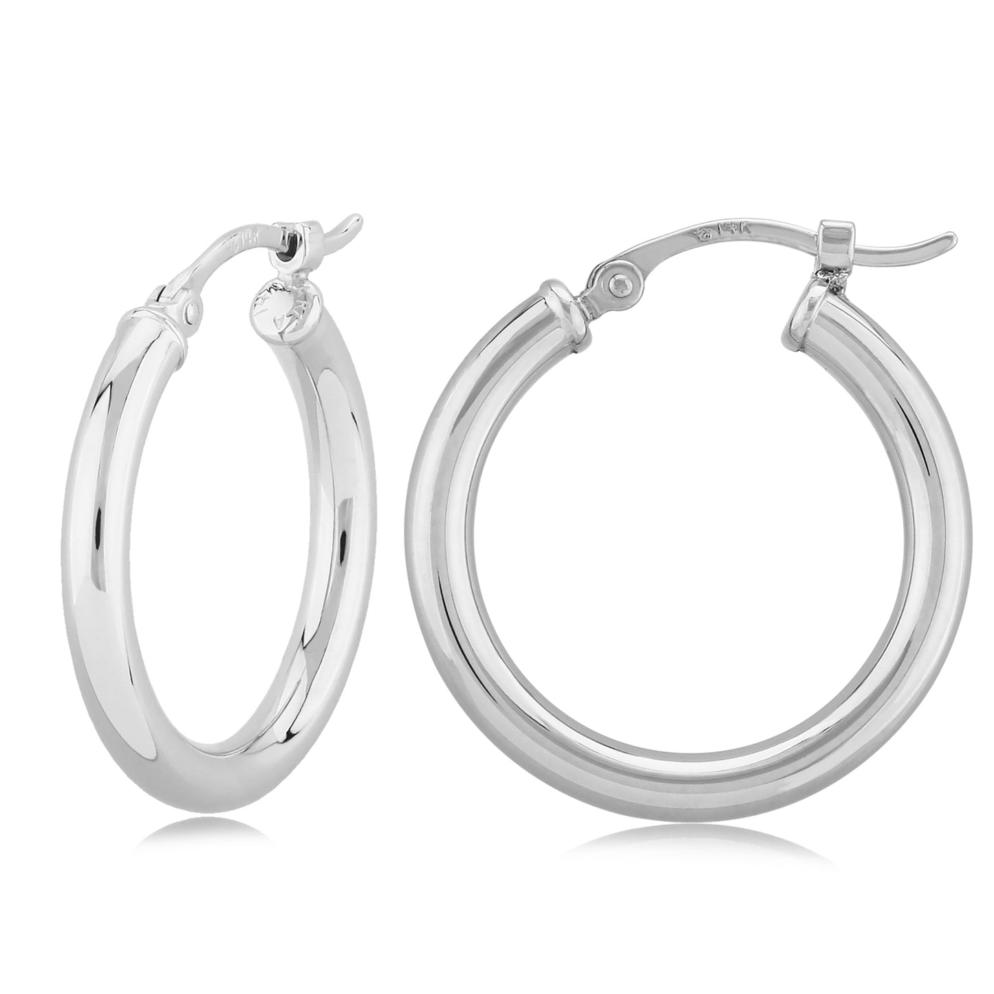 14K White Gold Tube Hoop Earrings