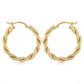 14K Yellow Gold Triple Twist Hoop Earrings