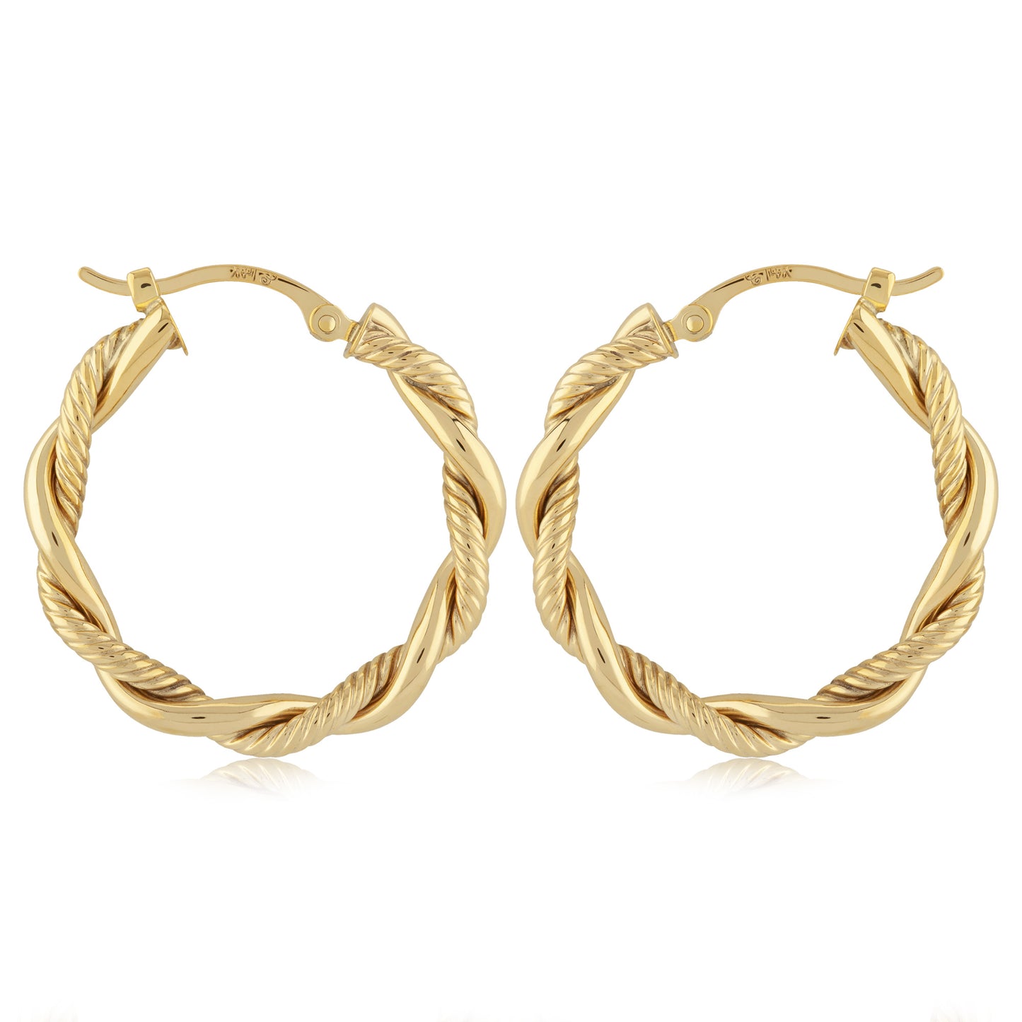 14K Yellow Gold Triple Twist Hoop Earrings