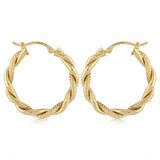 14K Yellow Gold Triple Twist Hoop Earrings