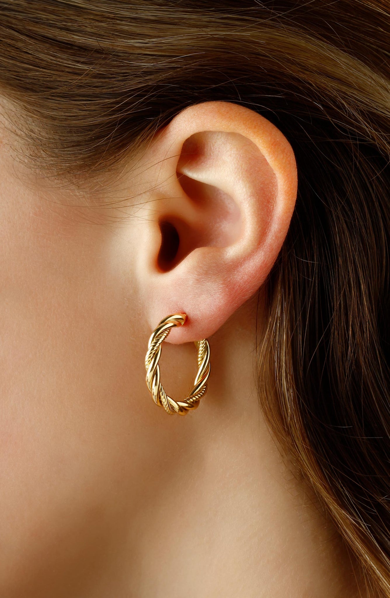 Women's Triple Row Twist Hoop Earrings