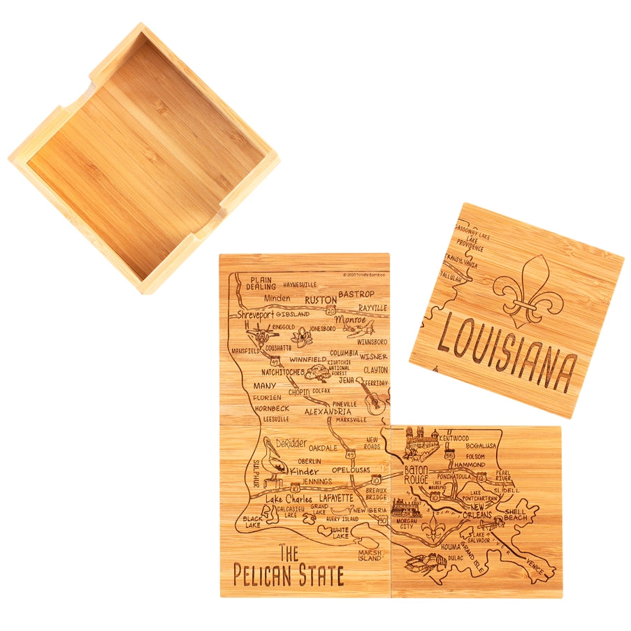 Louisiana Puzzle 4-Pc. Coaster Set with Case