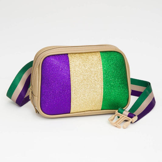 Faux Leather Mardi Gras Sparkle Belt Bag