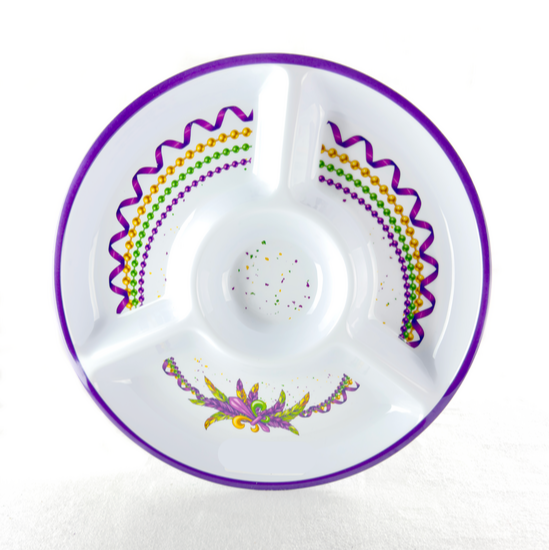 Beads & Feathers Melamine Round Chip & Dip Platter