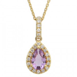 14K Yellow Gold Diamond Amethyst Necklace
