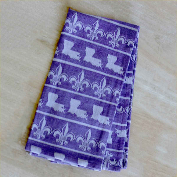 Louisiana Fleur Jacquard Hand Towel in Purple