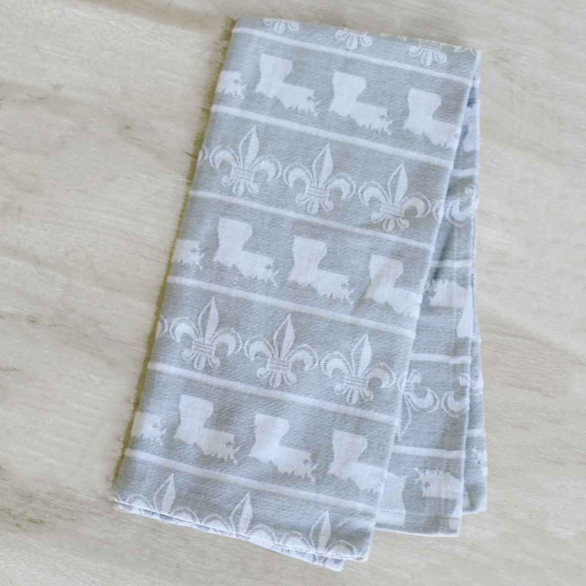 Louisiana Fleur Jacquard Hand Towel in Gray