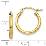 10K Yellow Gold Polished 17mm Lightweight Tube Hoop Earrings