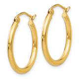 10K Yellow Gold Polished 20mm Lightweight Tube Hoop Earrings