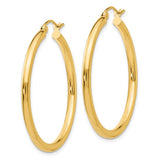 10K Yellow Gold Polished 25mm Lightweight Tube Hoop Earrings