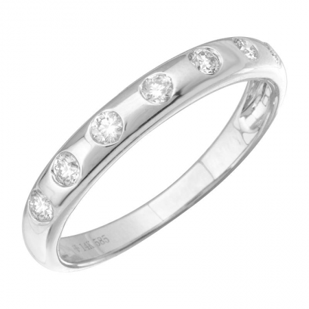 14K White Gold Diamond Inlay Ring