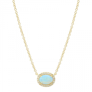 14k Yellow Gold Opal Diamond Necklace