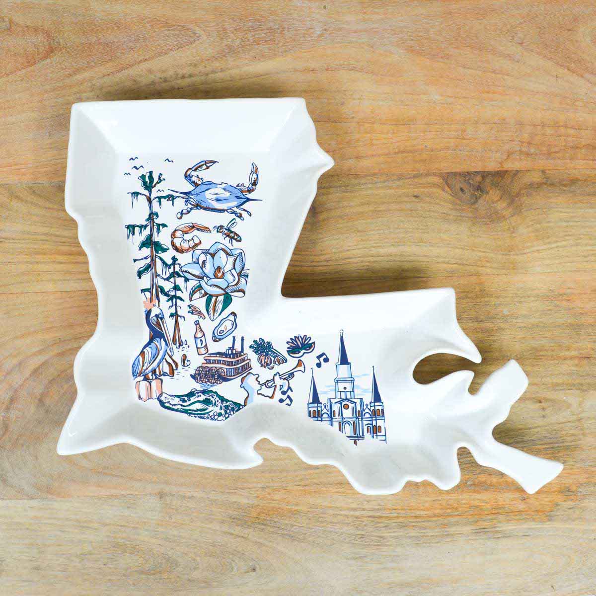 Louisiana Love State Shaped Platter