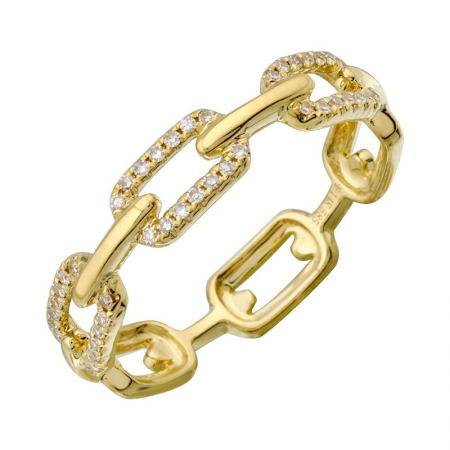 14K Yellow Gold Diamond Chain Link Ring