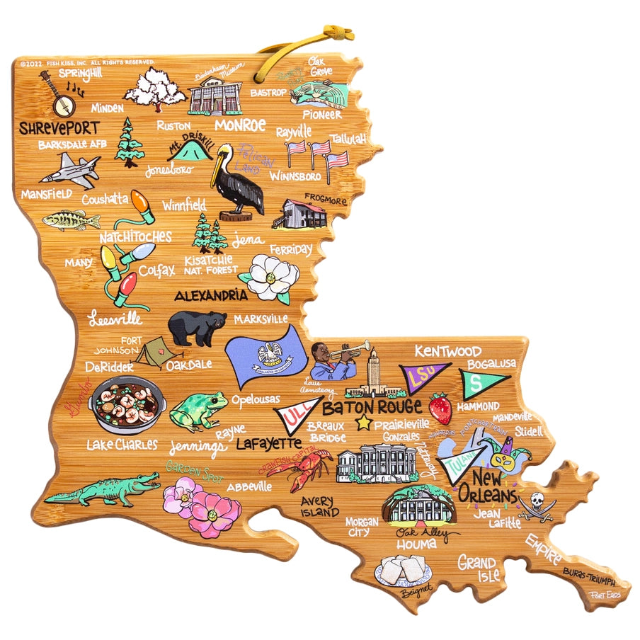 Louisiana Cutting Board with Artwork By Fish Kiss