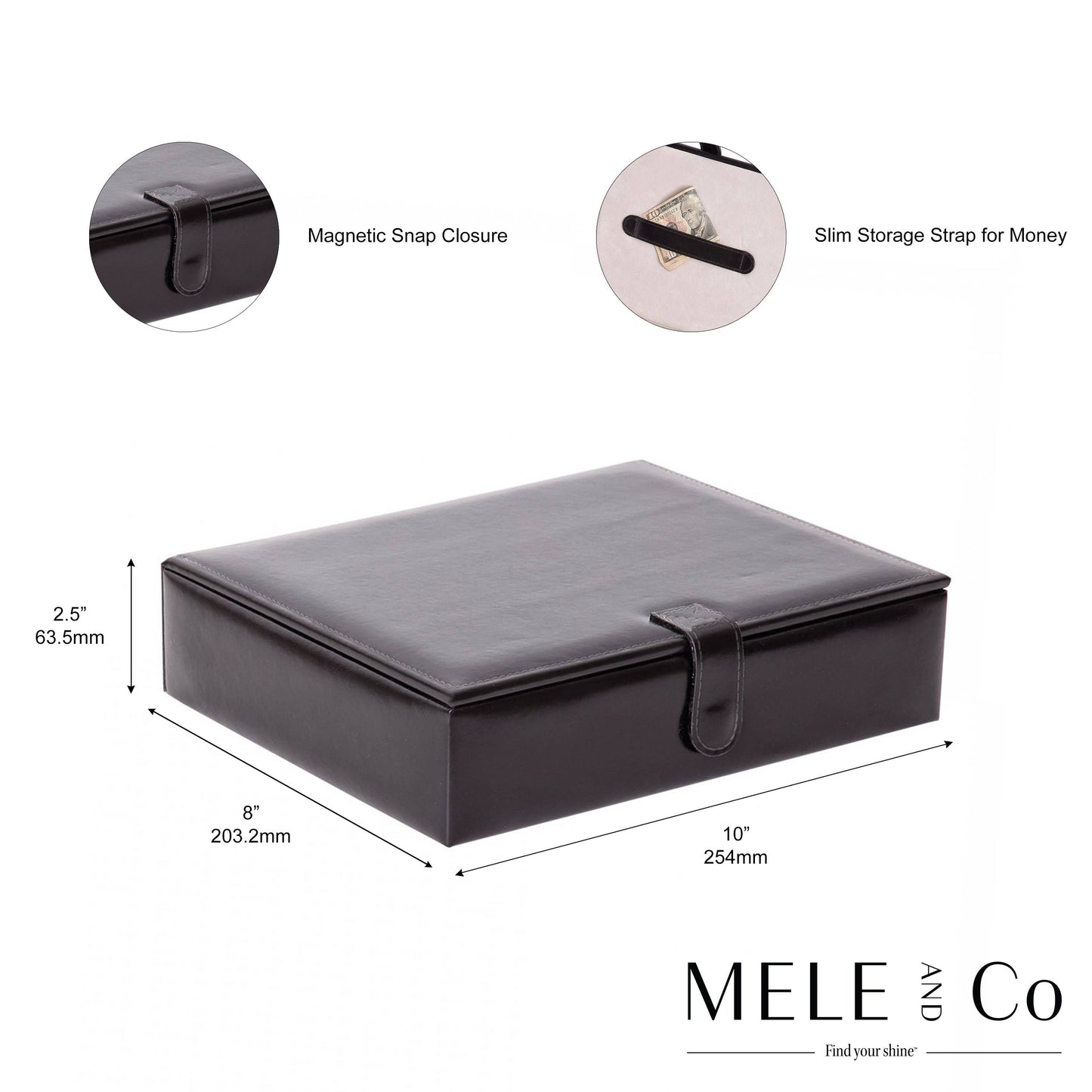 Mele and Co Carson Men's Dresser Top Valet Jewelry Box