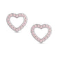 Open Heart Pink CZ Stud Earrings In Sterling Silver