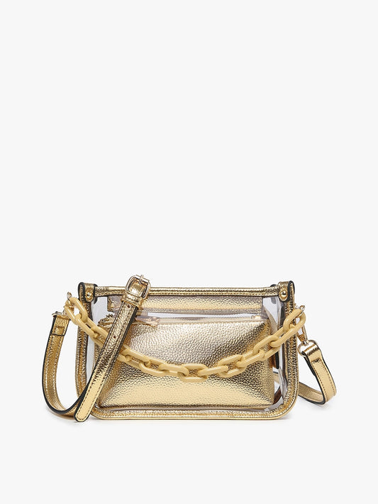 Gold Clear Crossbody with Chain