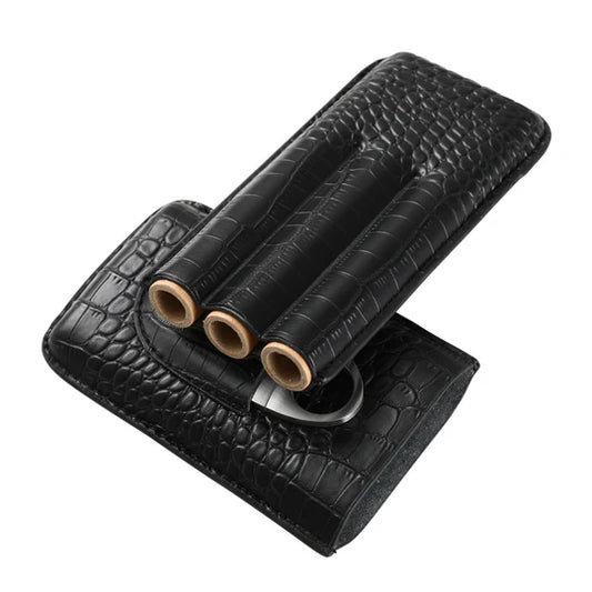 Trio Cigar Traveler with Cutter - Black